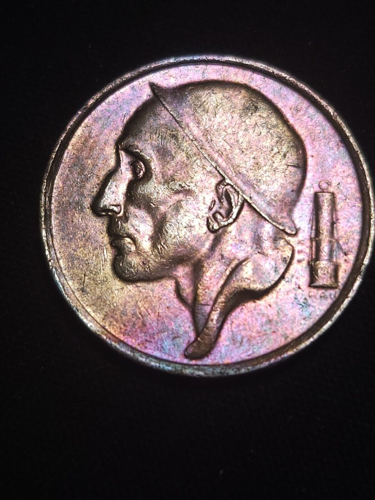 Belgium 50 Centimes 1991 Rainbow Toned