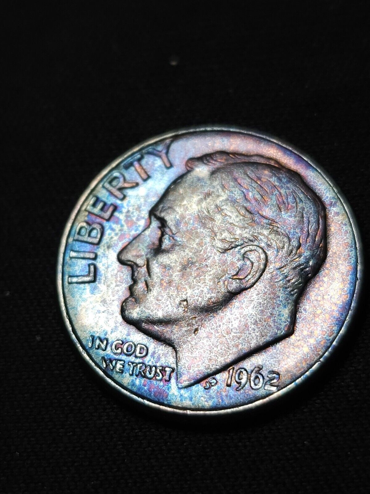 1962,1962d,1964,1964d Roosevelt Dime Bu Rainbow Toned Lot