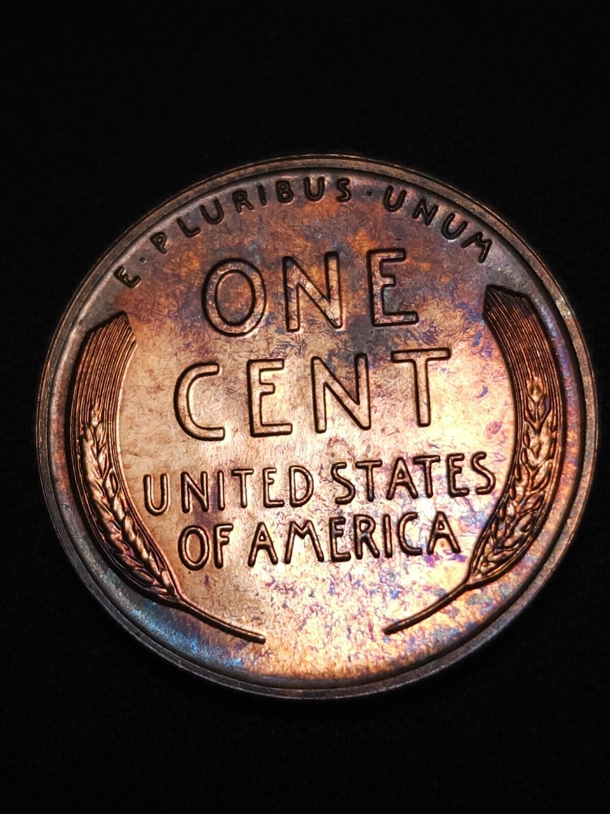 1956 Proof Lincoln Wheat Cen  Bu Rainbow Toned