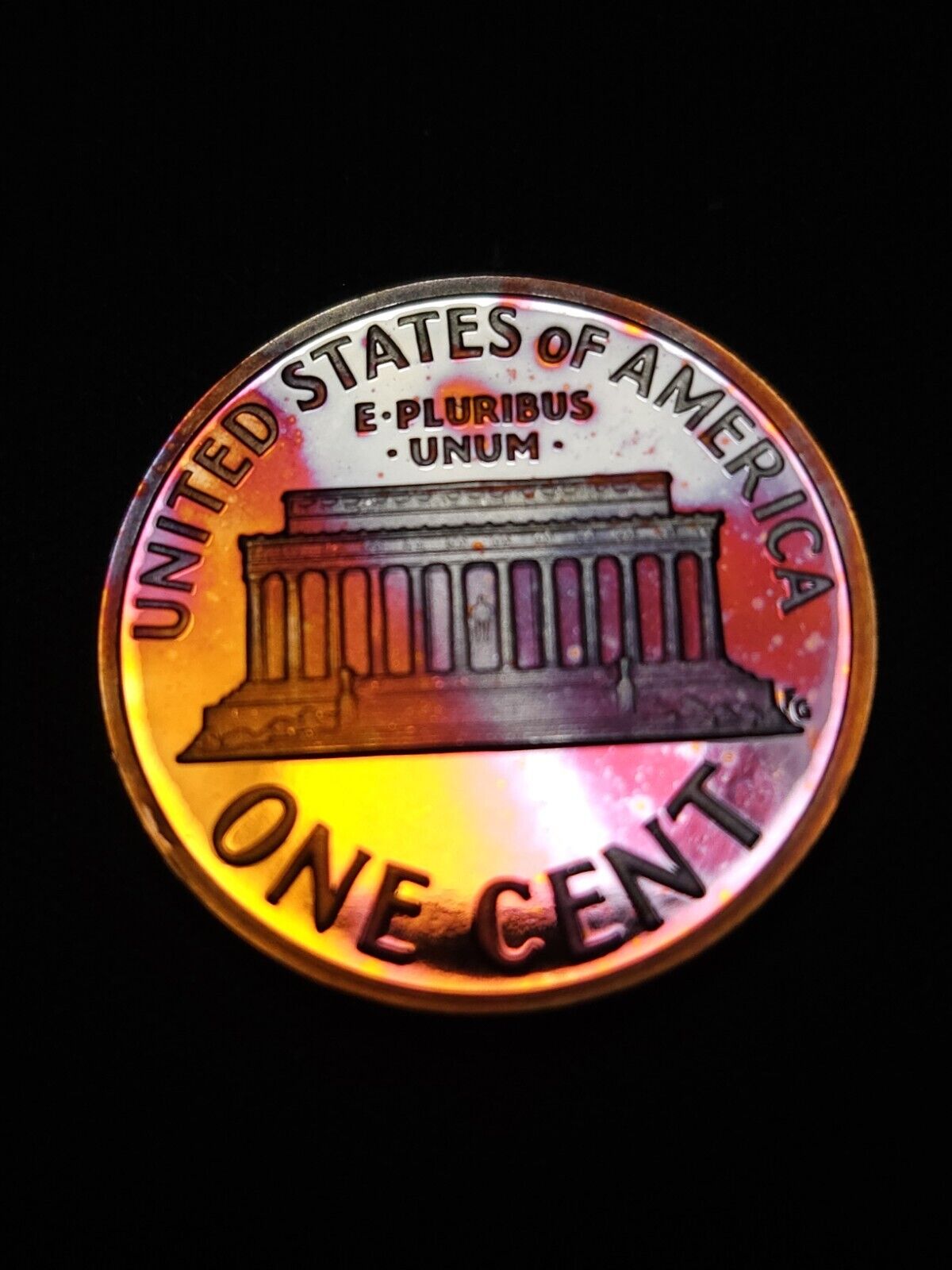 1994 S Proof Lincoln Memorial Cen Rainbow Toned