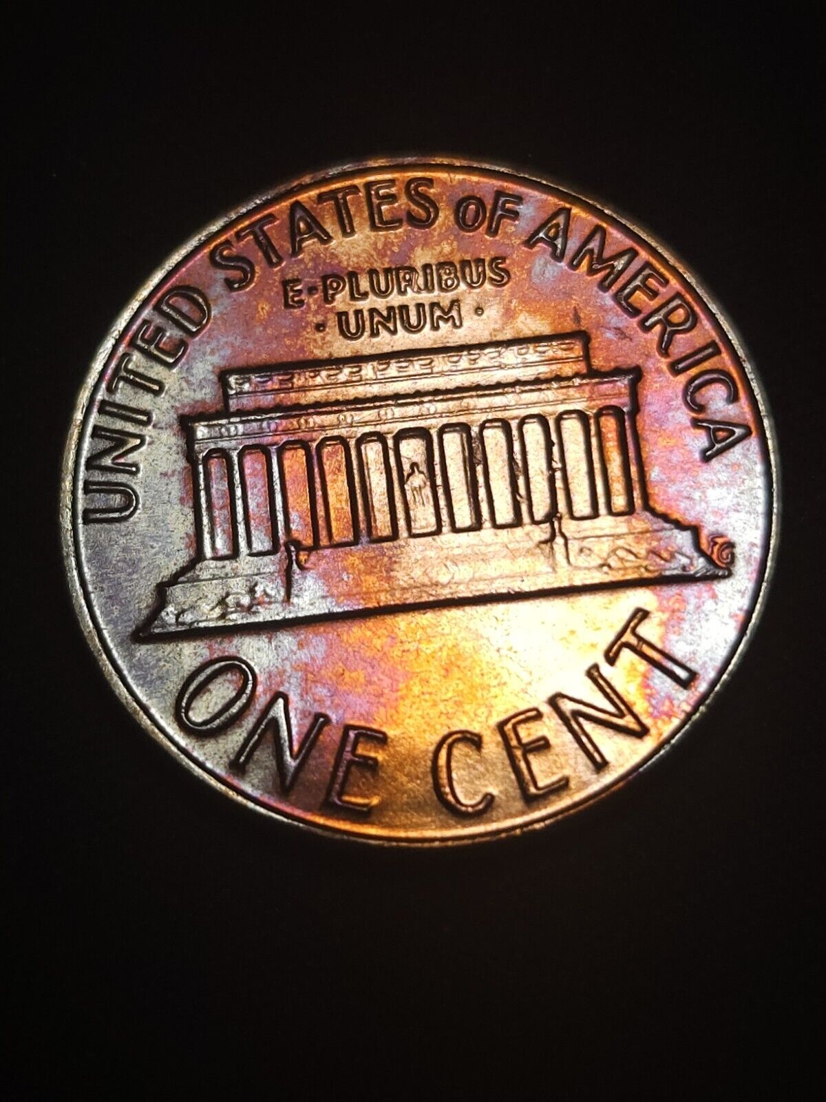 1978 D Lincoln Memorial Cen Bu Rainbow Toned