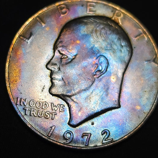 1972 D Eisenhower Dollar Rainbow Toned