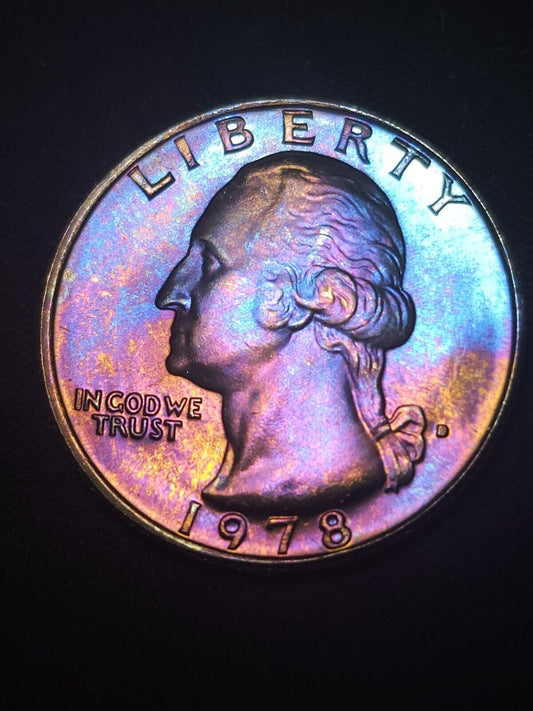 1978 D Washington 25c Bu Rainbow Toned