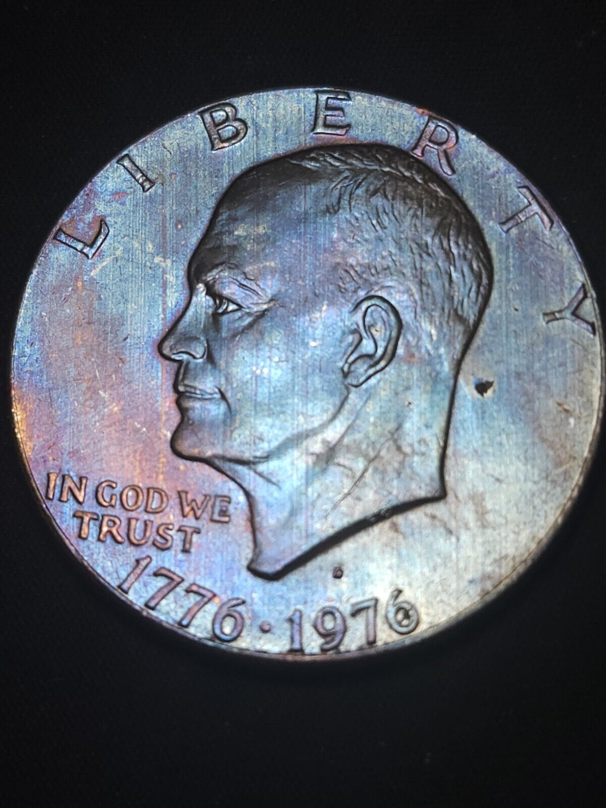 1976 D Eisenhower Dollar Bu Rainbow Toned Ike Bicentennial