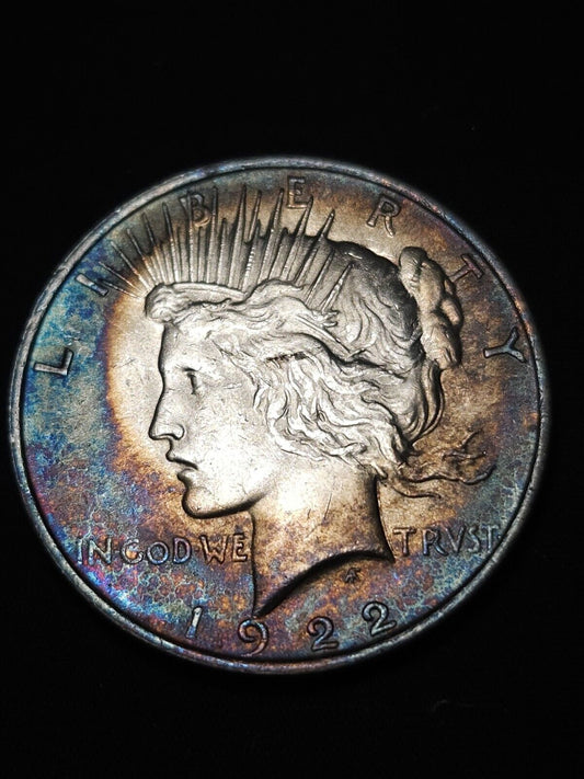 1922 Peace Dollar Bu Monster Toned