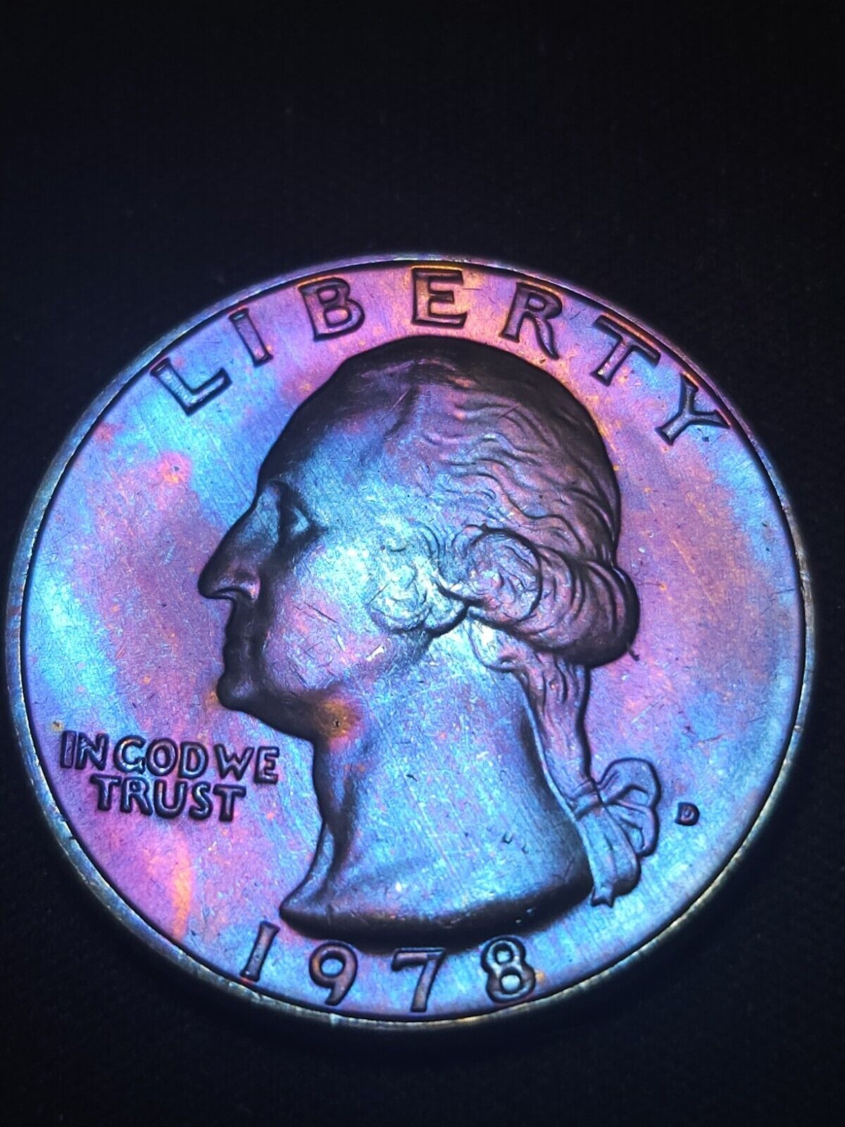 1978 D Washington 25c Bu Rainbow Toned