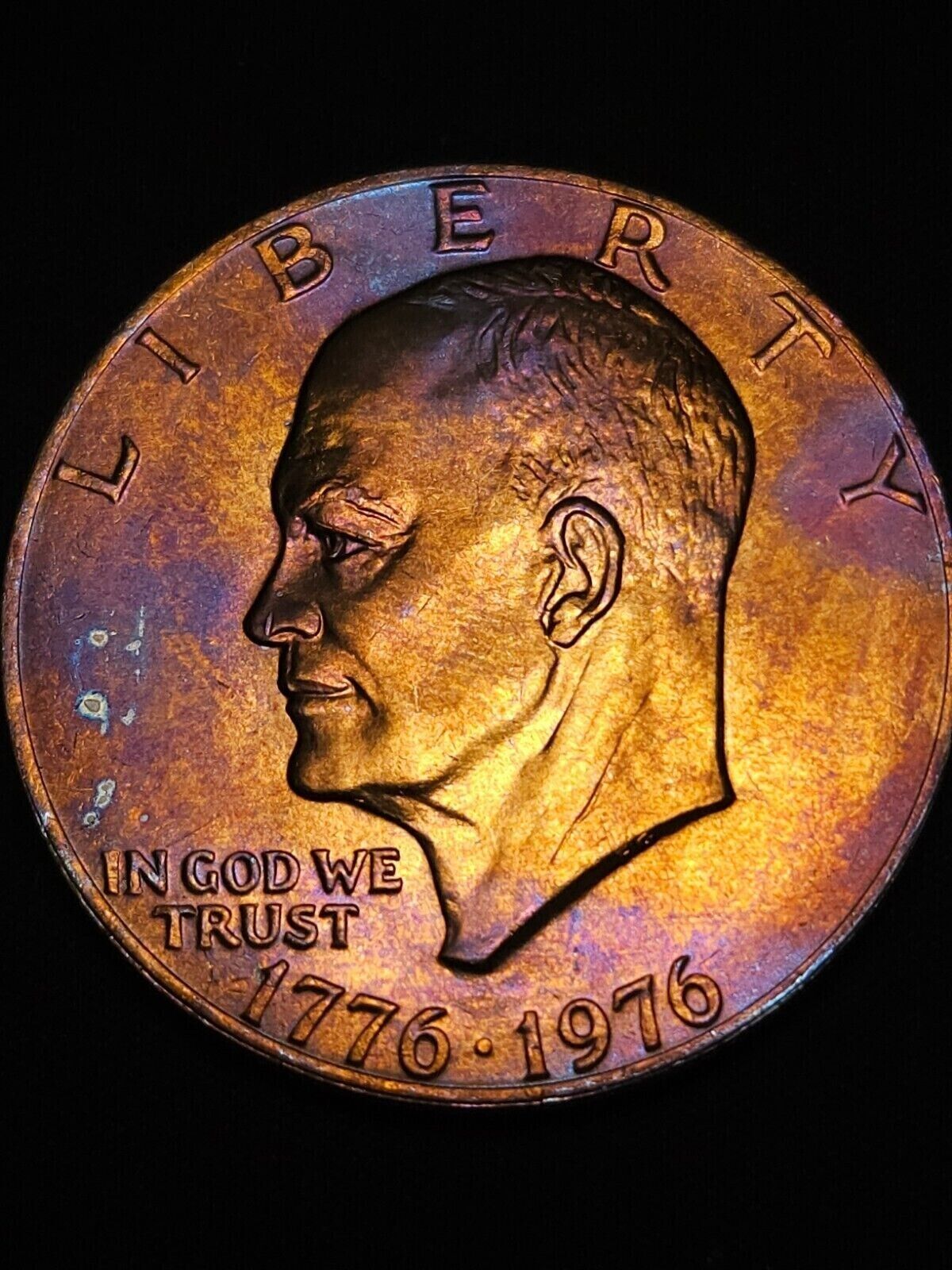1976 Eisenhower Dollar Bu Rainbow Toned - ErrorsandOddities33