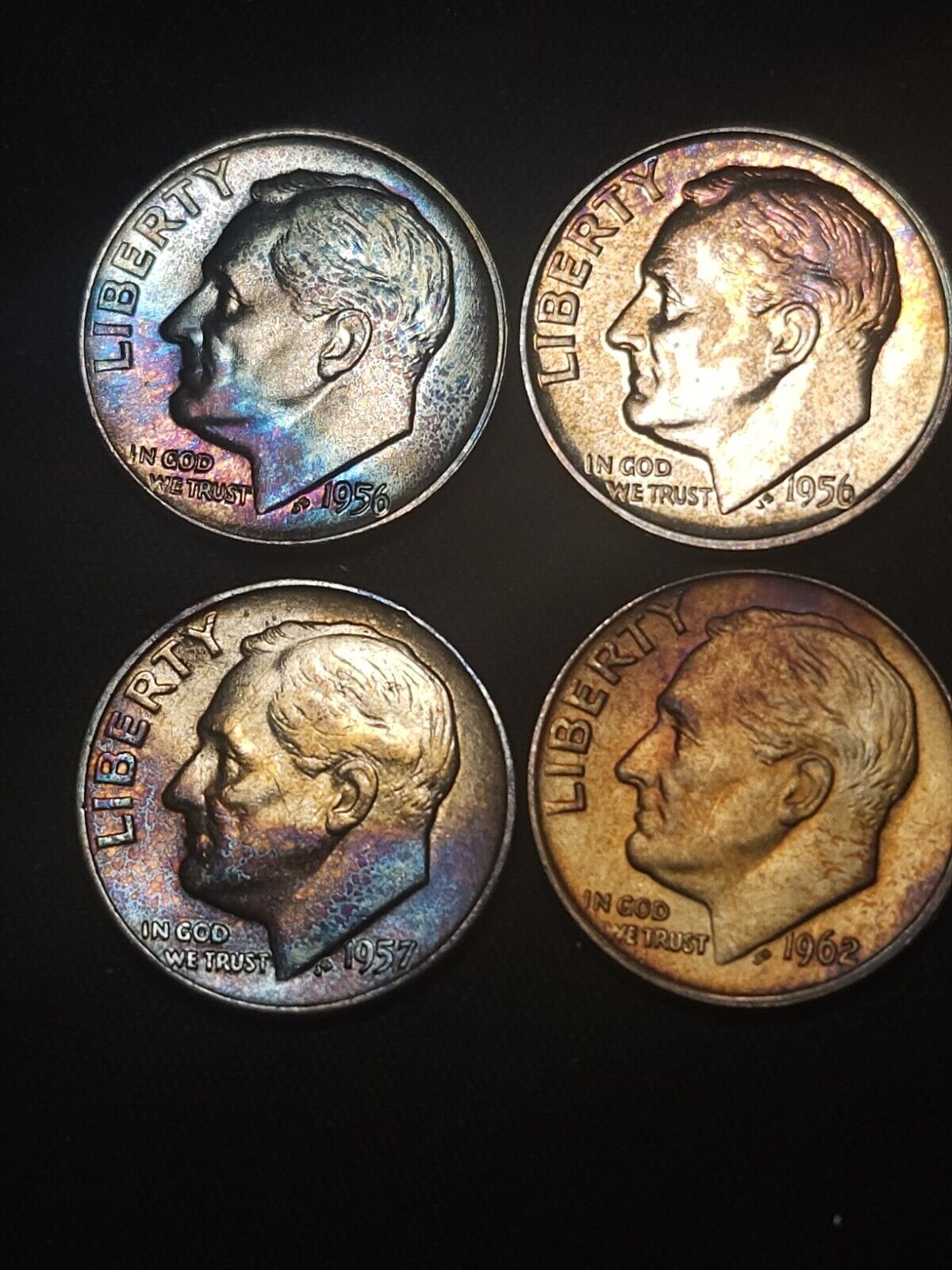 Roosevelt Dime Date Set 1956,1956d,1957,1962