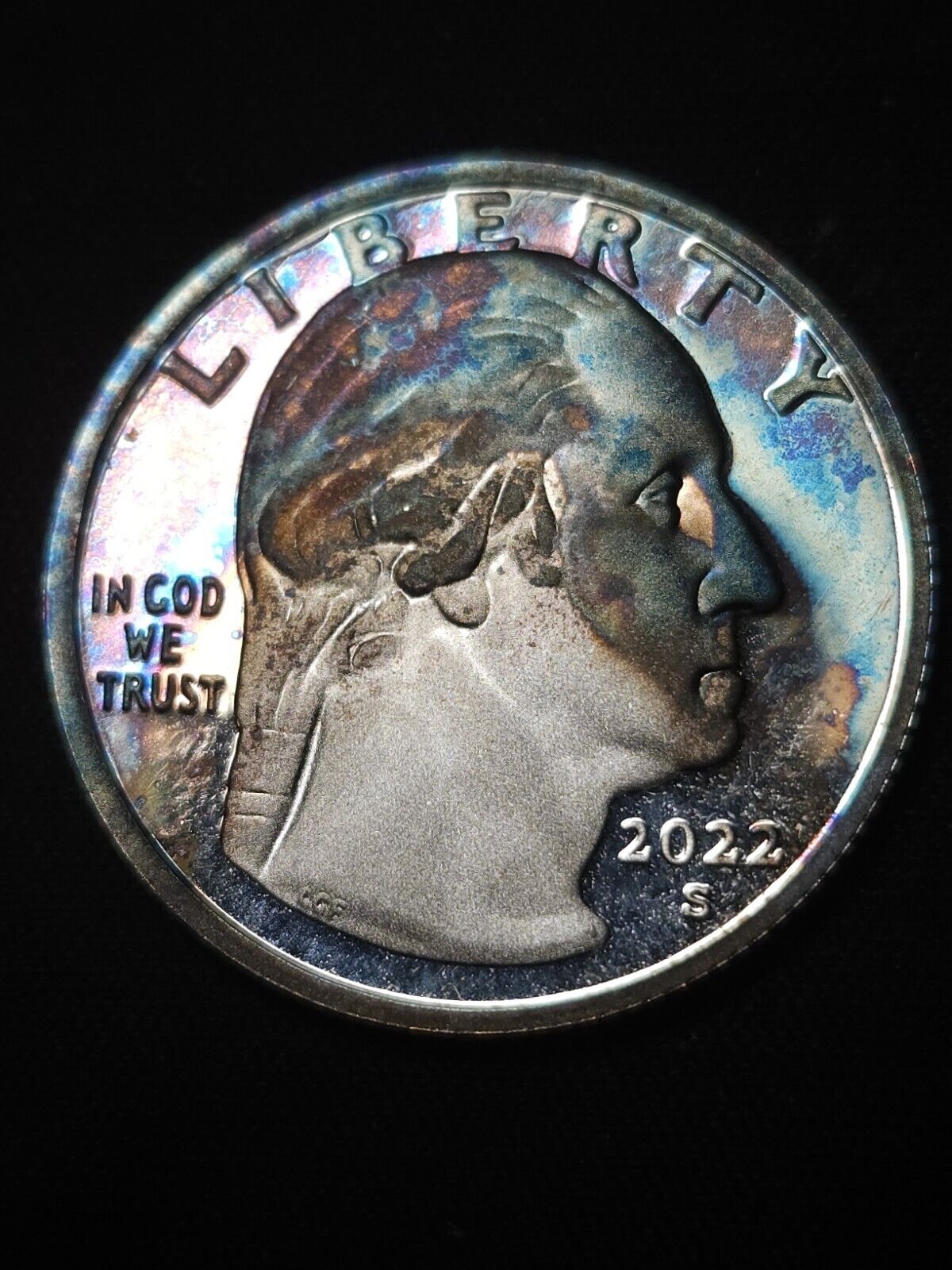 2022 S Proof Sally Ride Quarte Silver Rainbow Toned