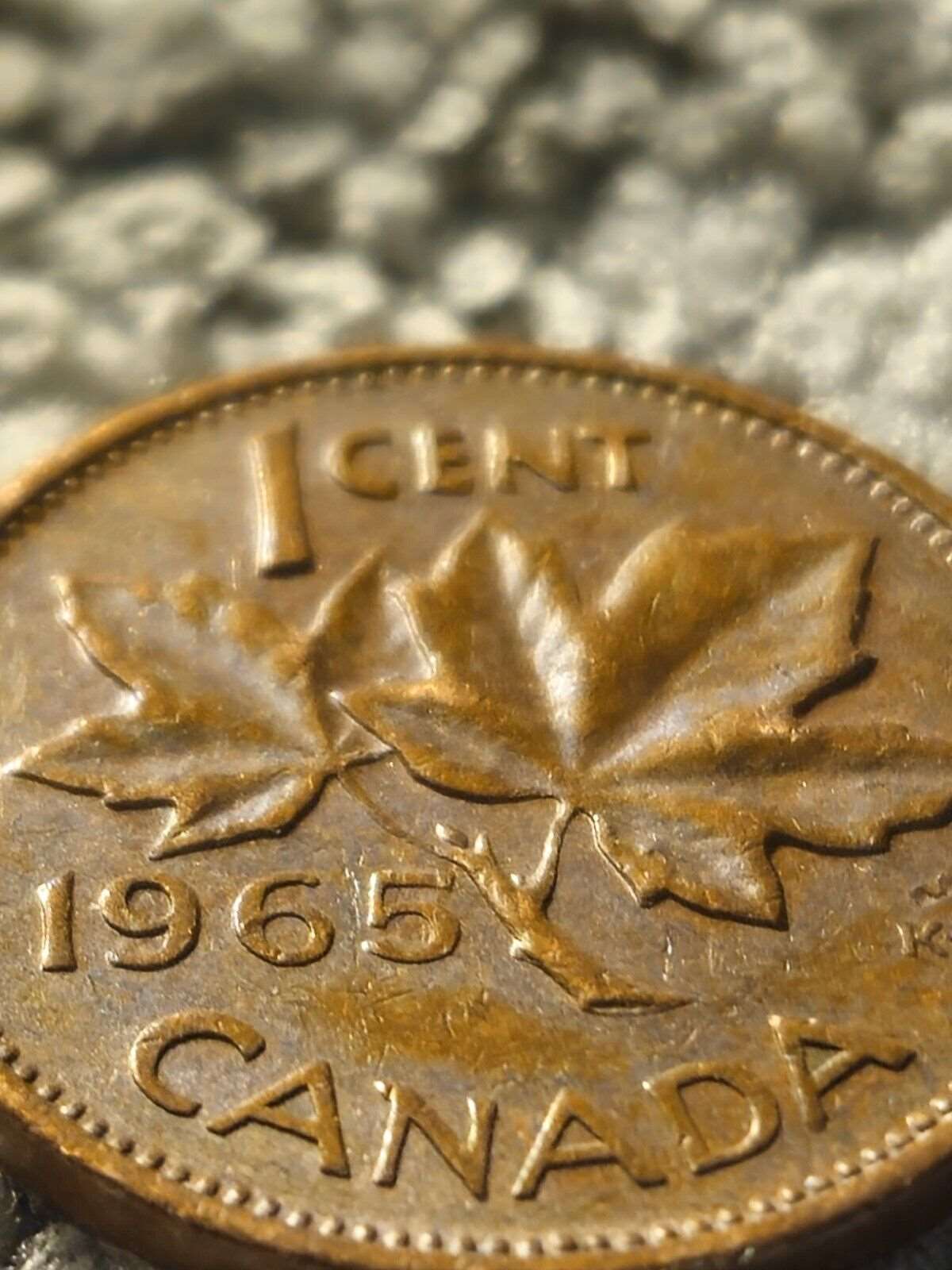 1965 Canadian Penny Blunt 5 Large Bead With Die Gouge