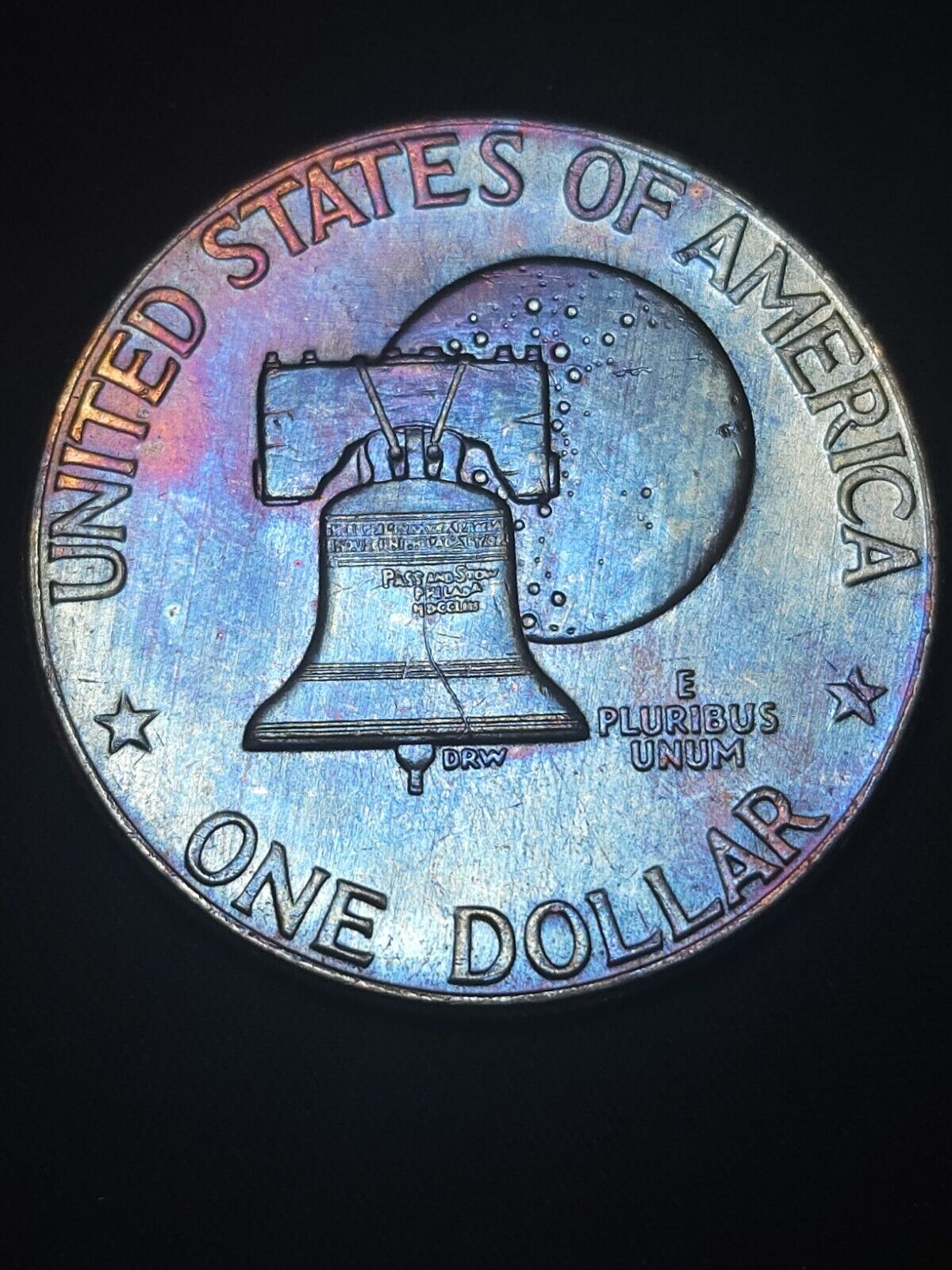 1976 D Eisenhower Dollar Bu Rainbow Toned Ike Bicentennial