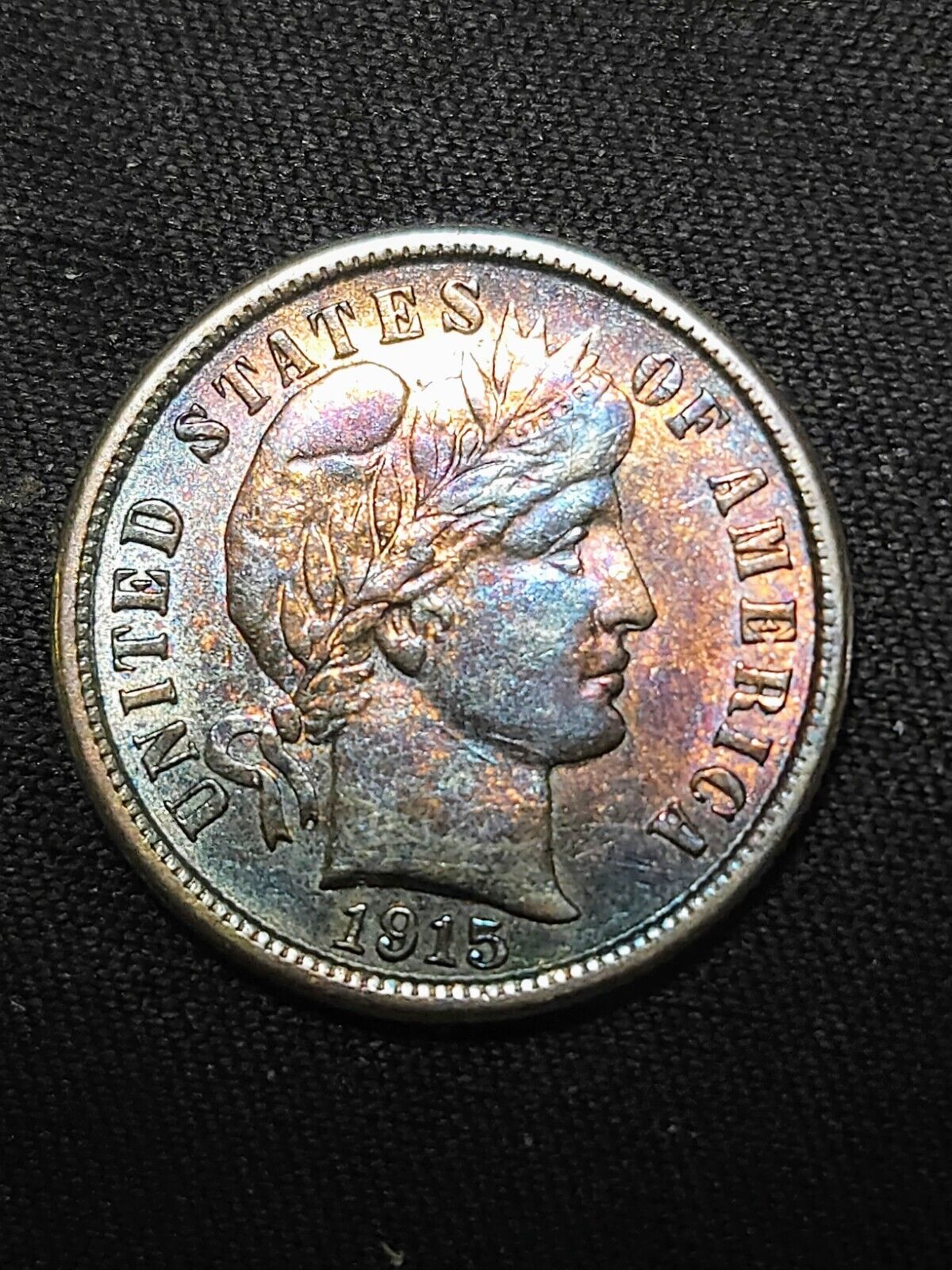 1915 Barber Dime Bu Monster Toned