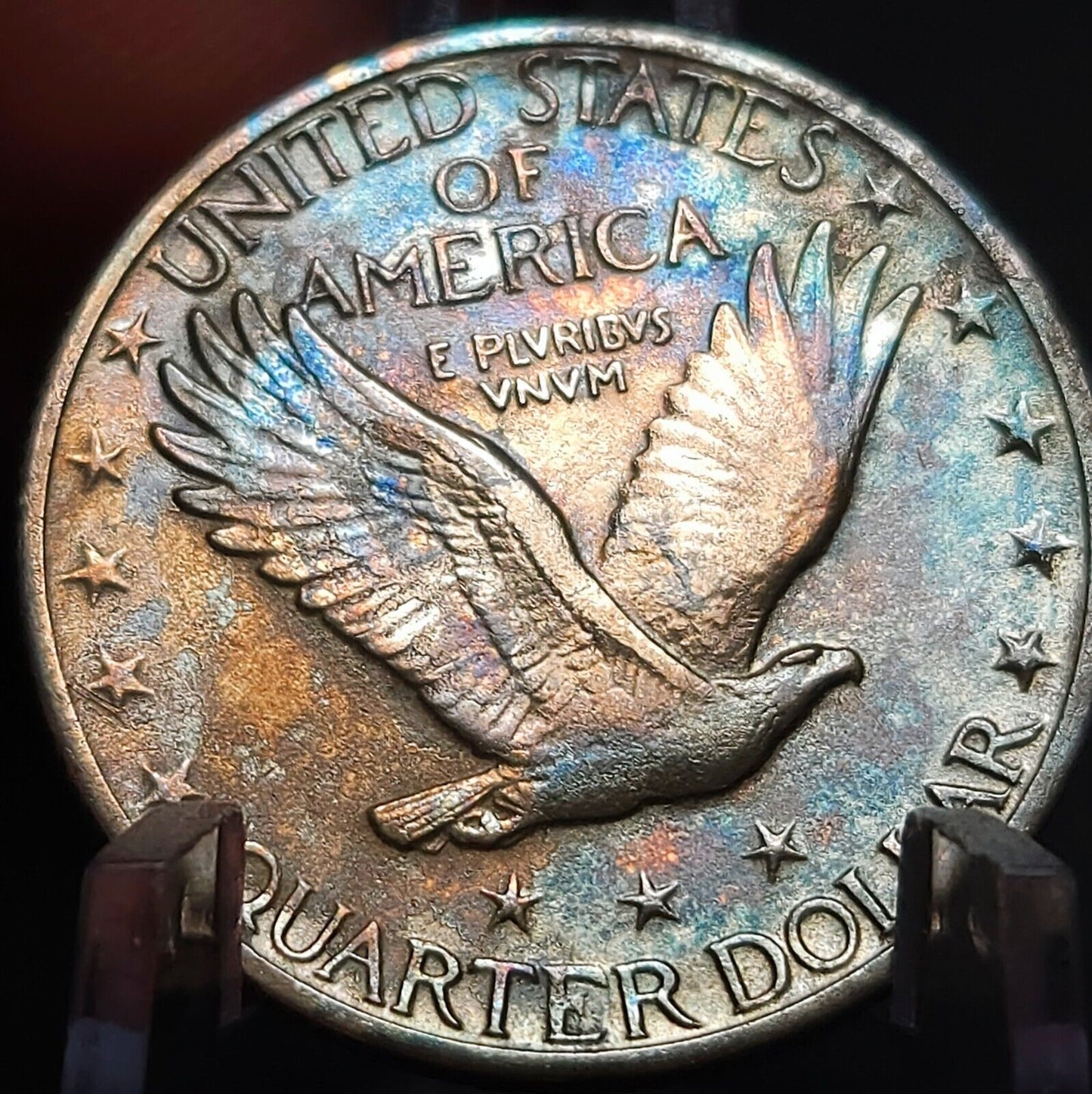 1918 S Standing Liberty Quarte Au Monster Toned