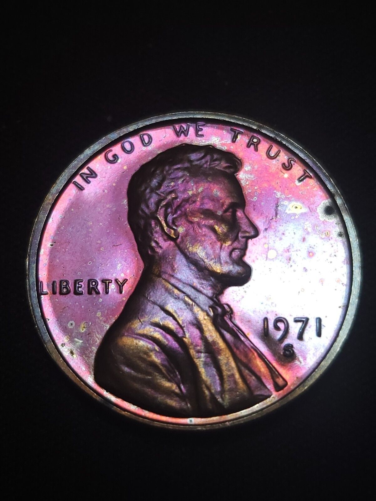 1971 S Lincoln Memorial Proof Rainbow Toned