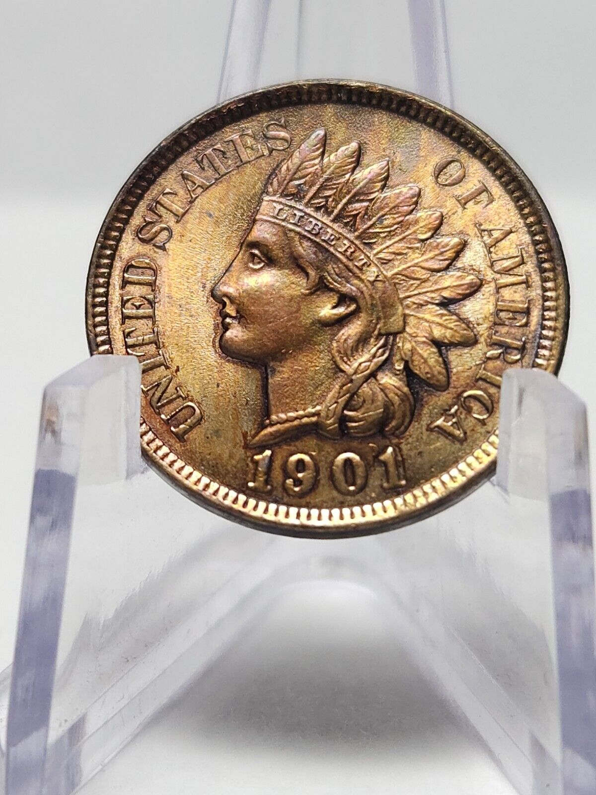 1901 Indian Head Bu Gem Rainbow Toned