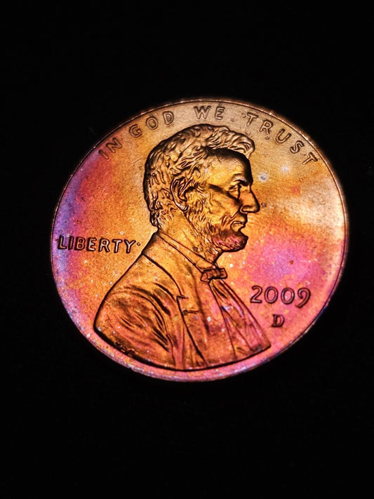 2009-D Rainbow Tone Lincoln Memorial Cent Bu Bicentennial Errors & Oddities