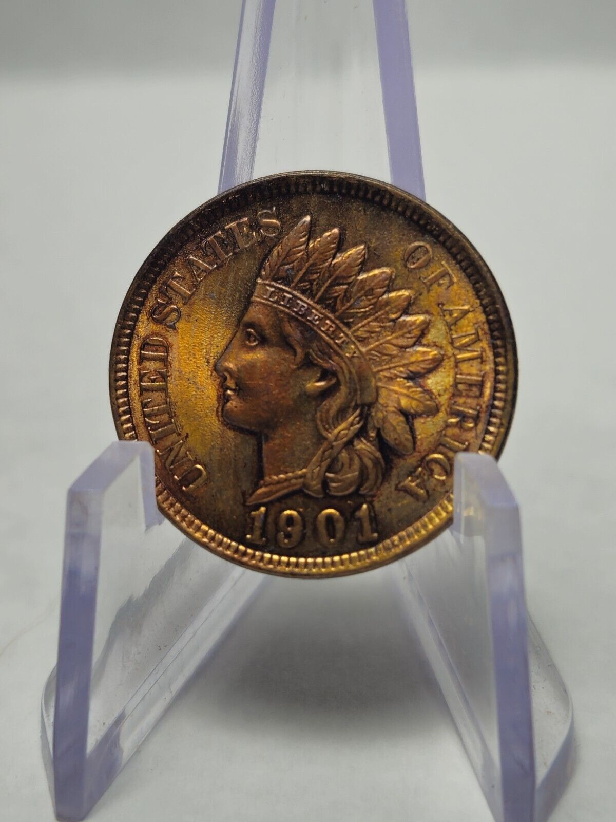 1901 Indian Head Bu Gem Rainbow Toned