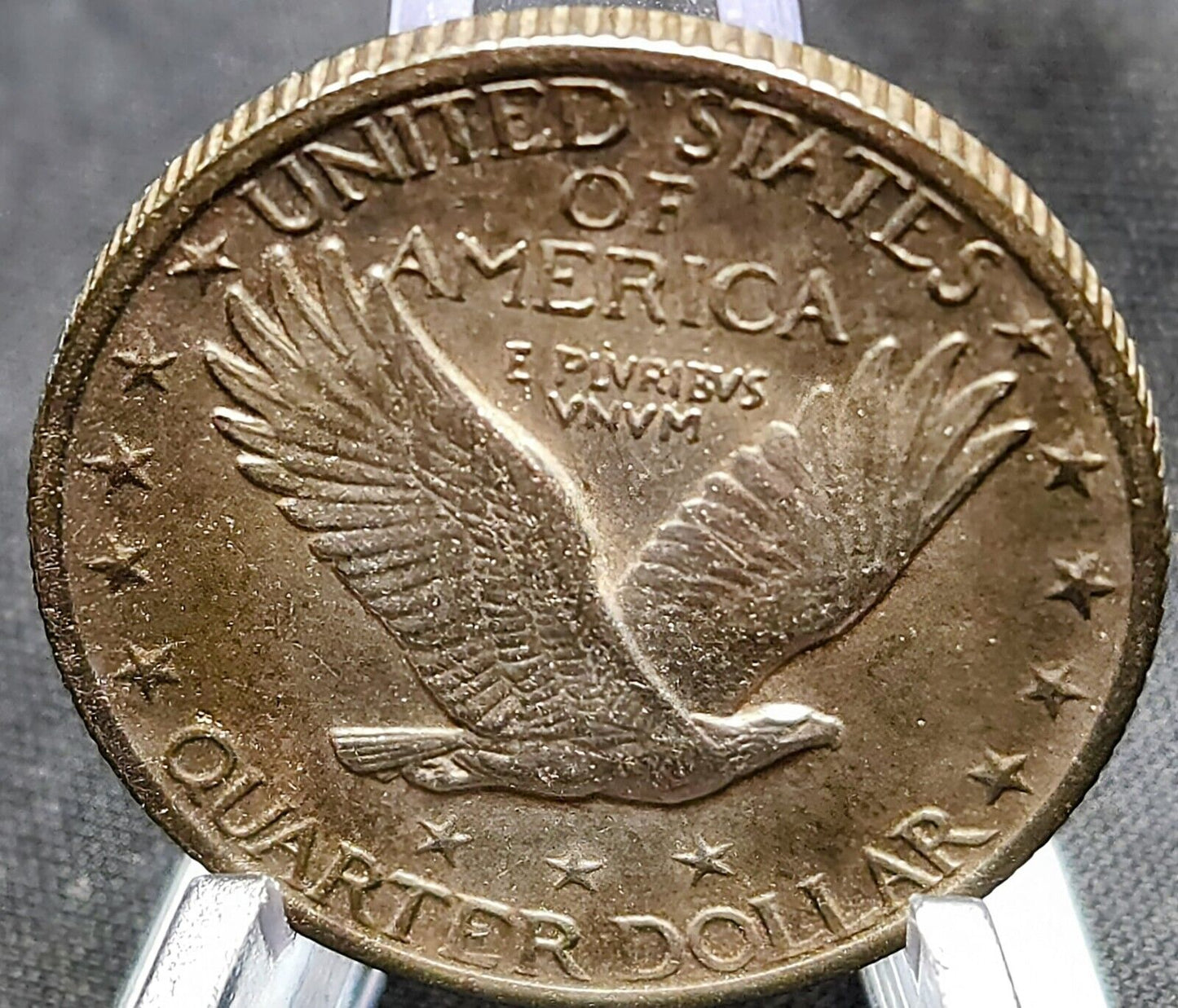 1923 Standing Liberty Quarte Au Rainbow Toned