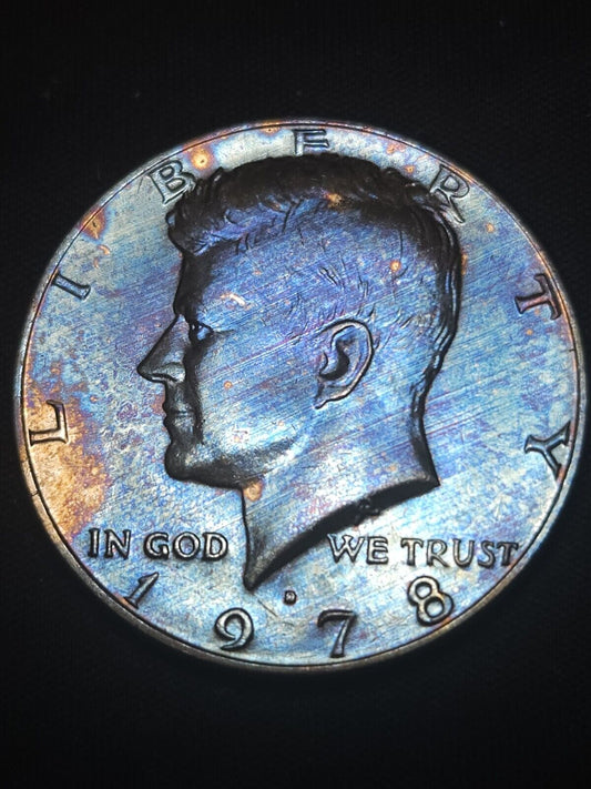 1978 D Kennedy Half Bu Rainbow Toned