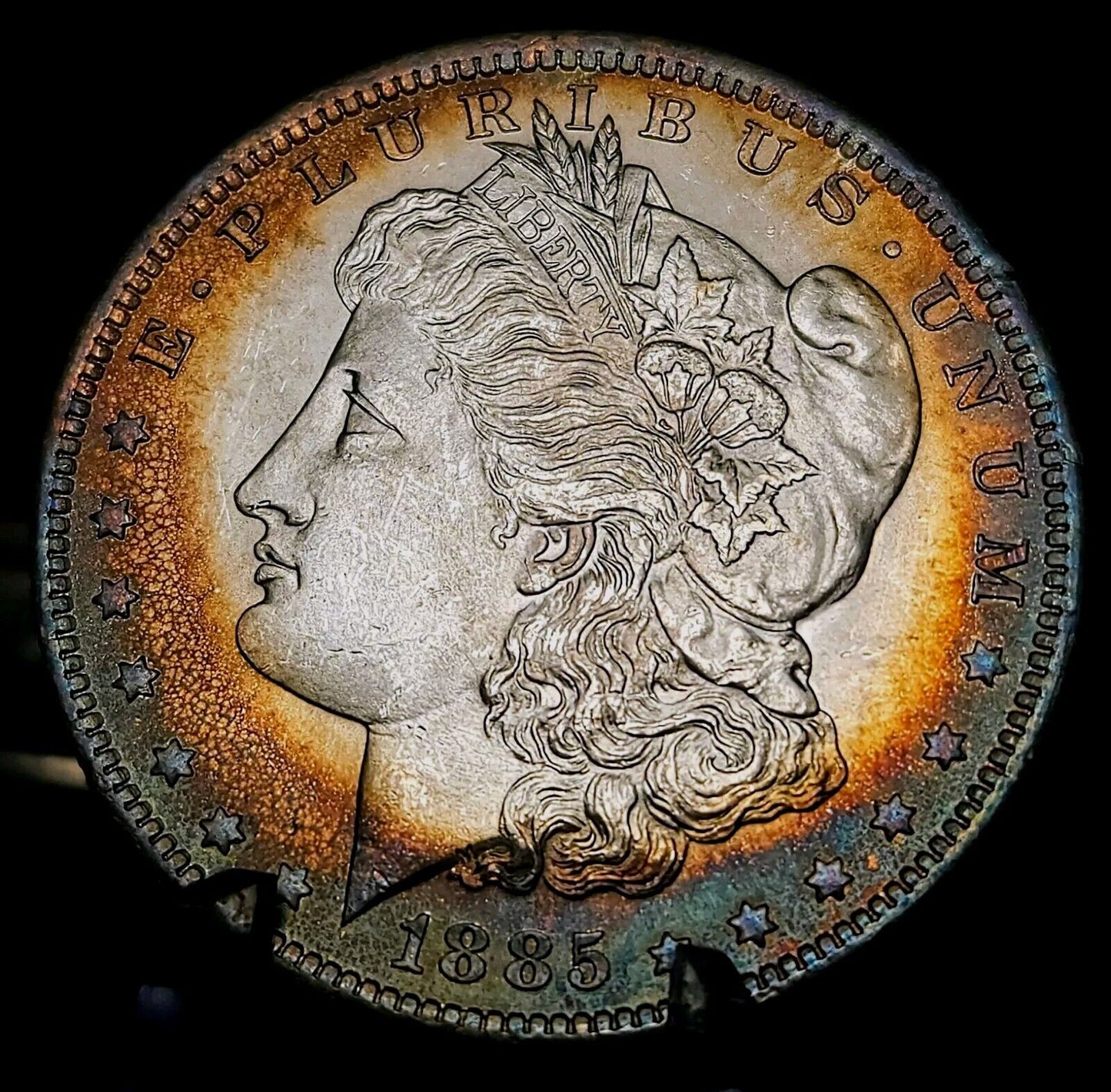 1885 O Morgan Dollar Gem Bu PL Monster Toned