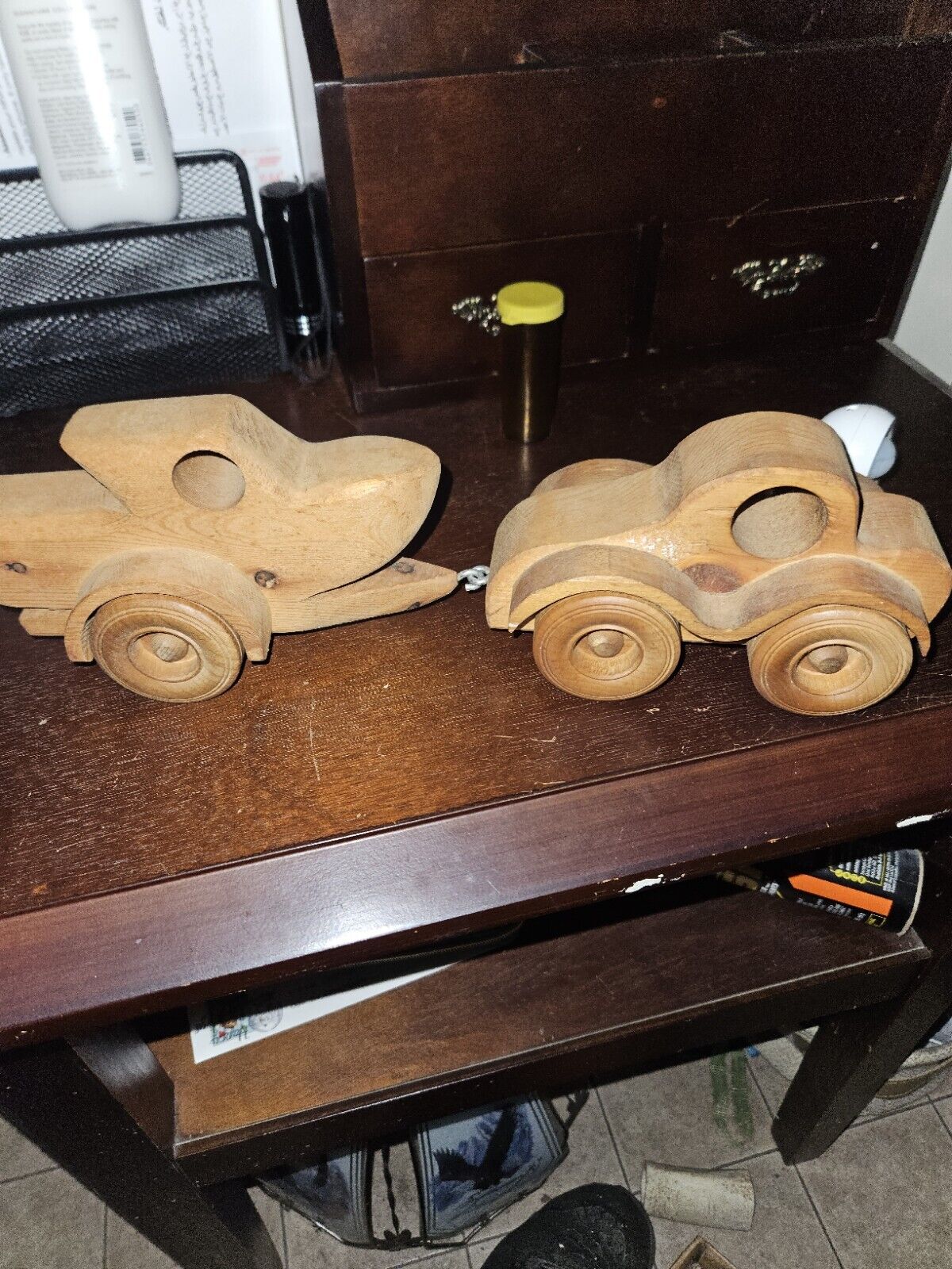 Vintage Wooden Hand Carved Car Toy PlanToys