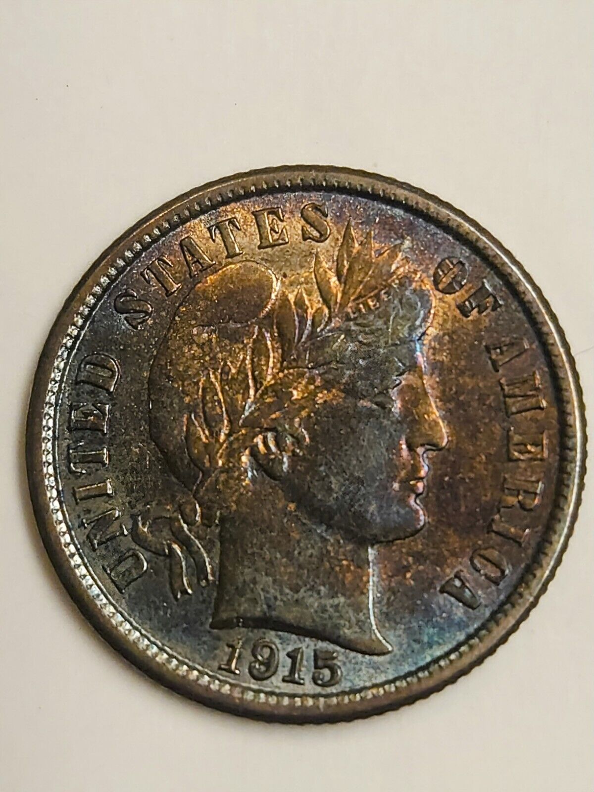 1915 Barber Dime Bu Monster Toned