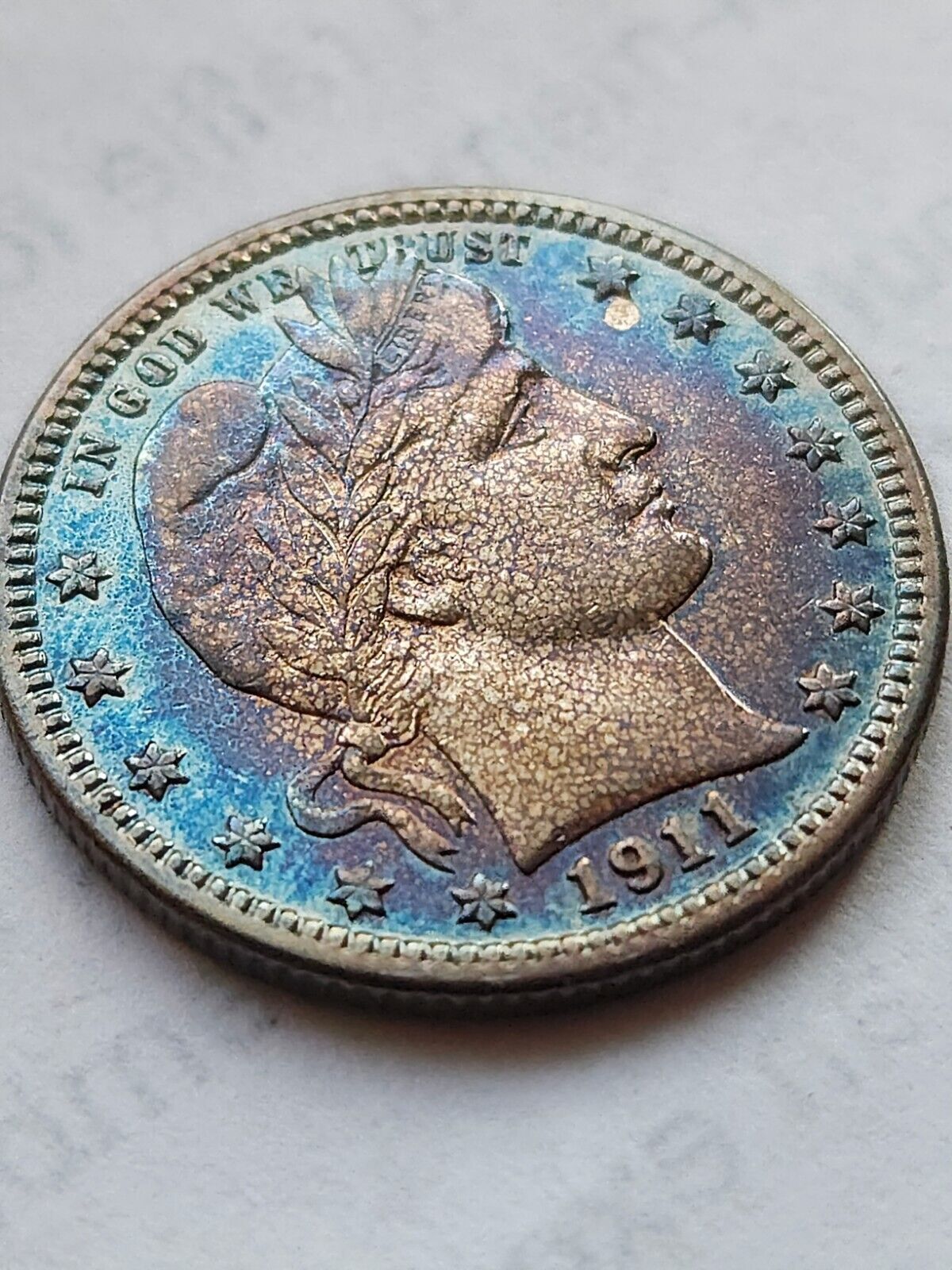 1911 Barber 25c Monster Toned