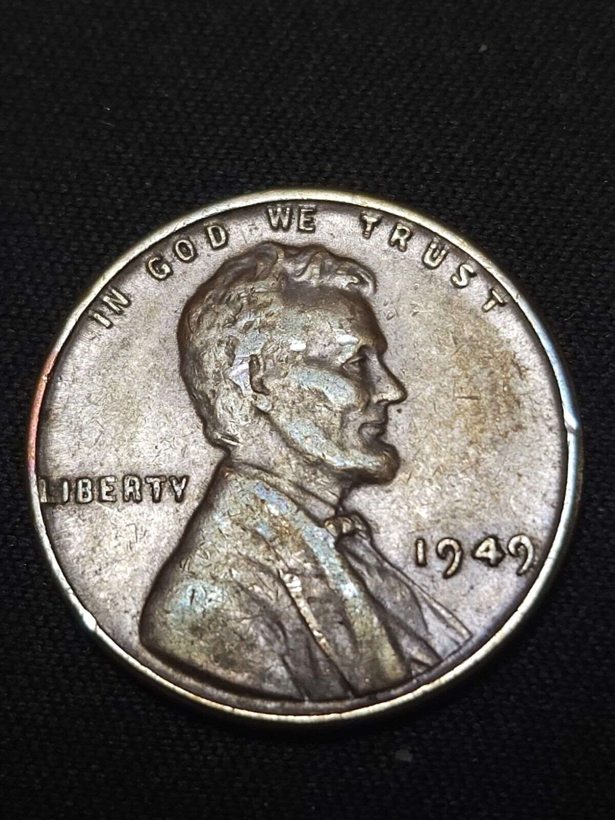 1949 Lincoln Wheat Cent Rainbow Toned