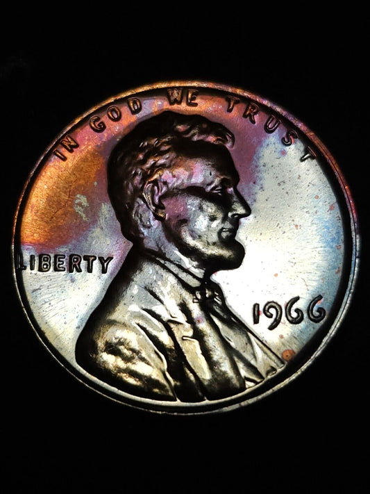 1966 Sms Lincoln Memorial Penny Proof Rainbow Toned