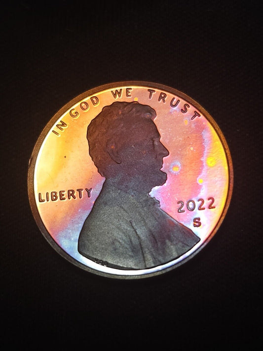 2022 S Proof Lincoln Shield Cen Rainbow Toned