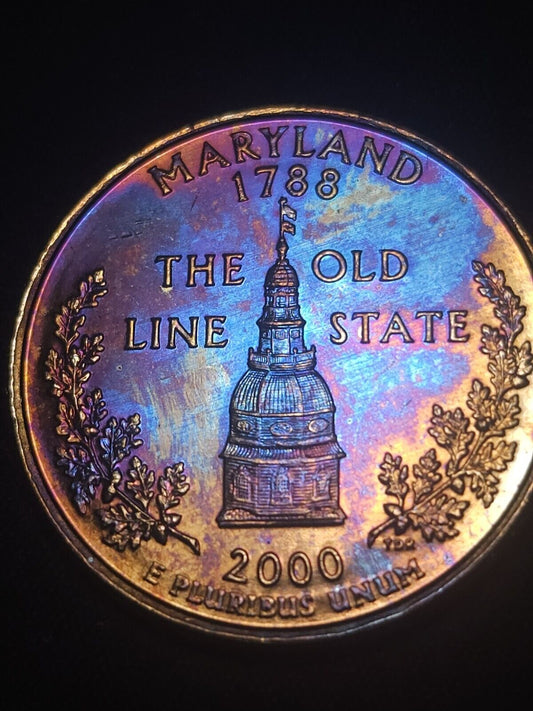 2000-D Rainbow Toned Maryland State Quarter Bu - ErrorsandOddities33