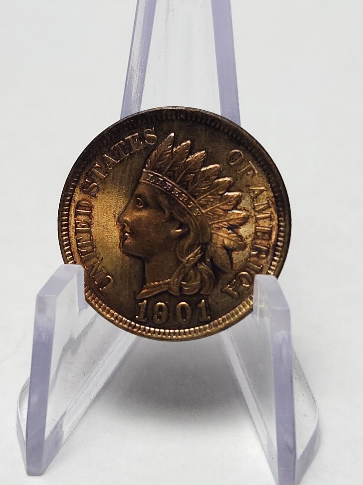 1901 Indian Head Bu Gem Rainbow Toned