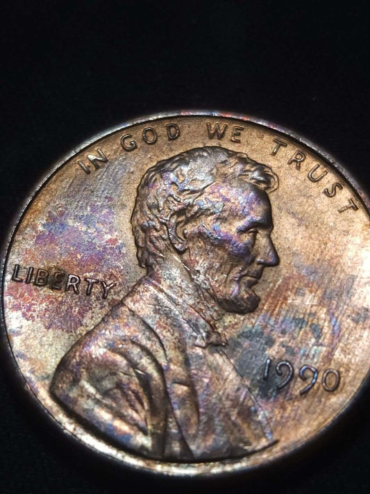 1990 Toned Lincoln Memorial Cent