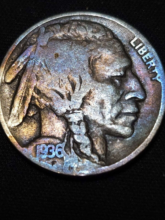 1936 Rainbow Tone Buffalo Nickel