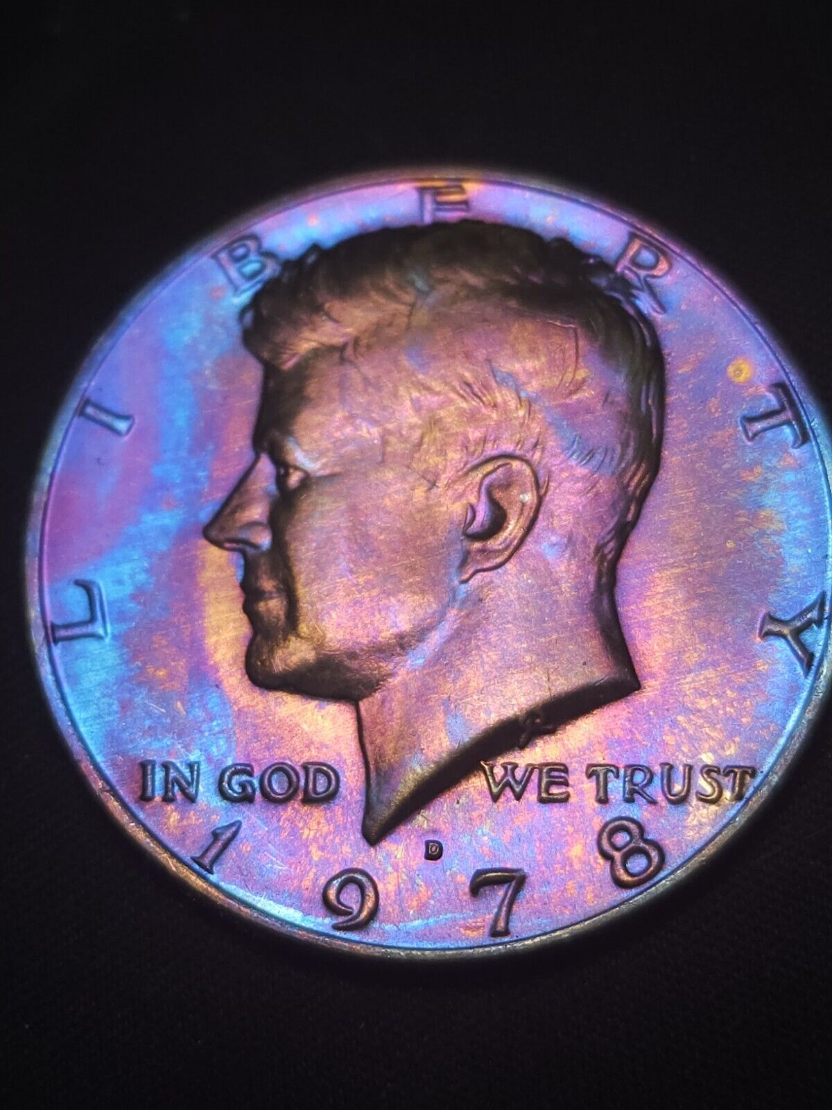 1978 D Kennedy Half Bu Rainbow Toned