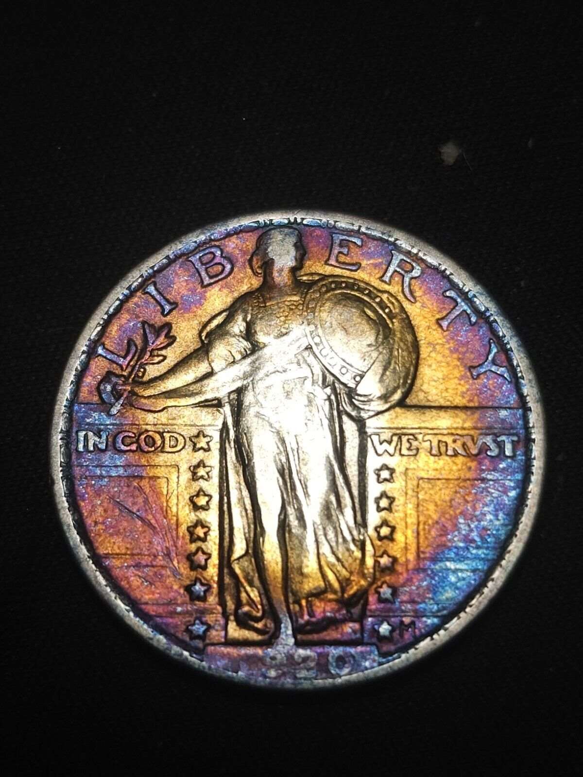 1920 Standing Liberty Quarter Au Monster Tone Absolutely Beautiful