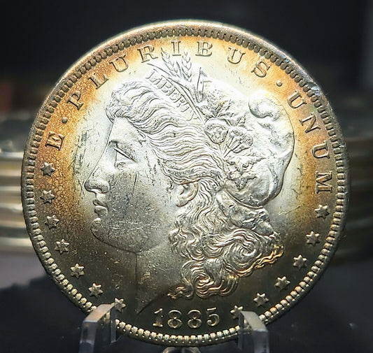 1885 O Morgan Dollar Gem Bu PL Monster Toned