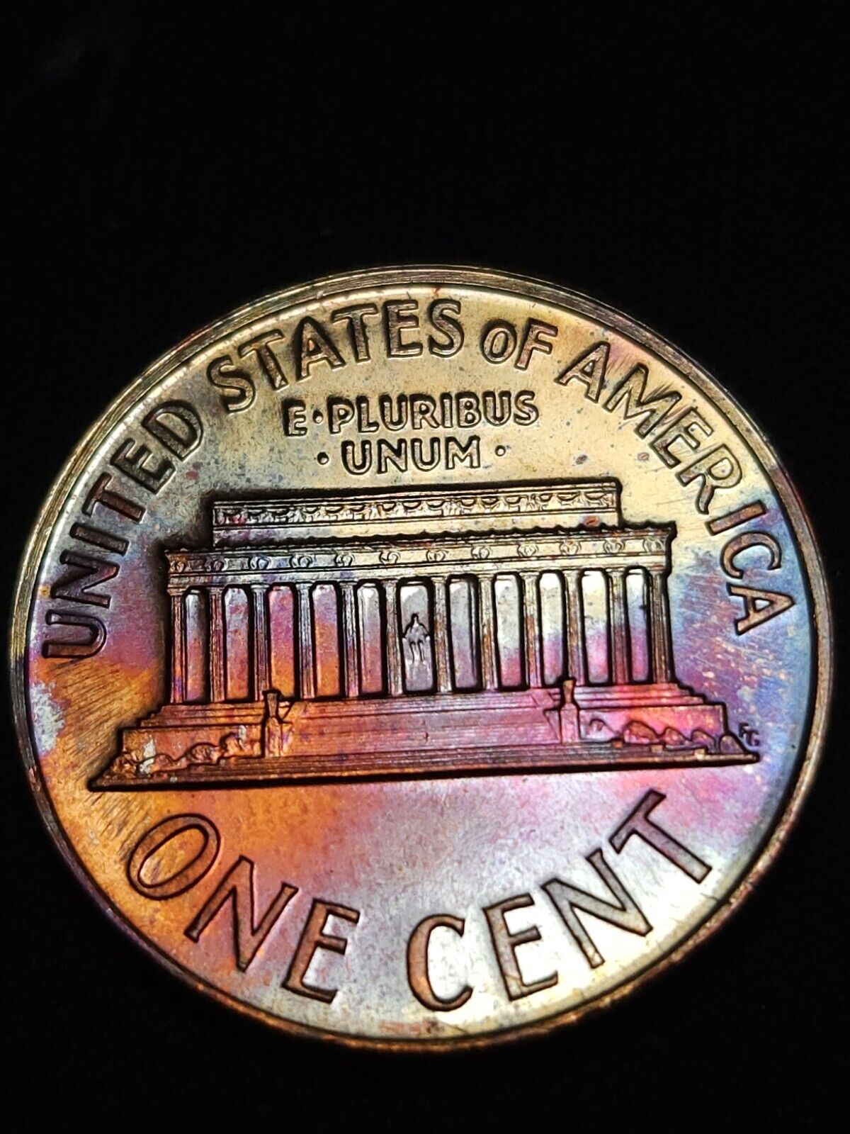 1966 Sms Lincoln Memorial Penny Proof Rainbow Toned