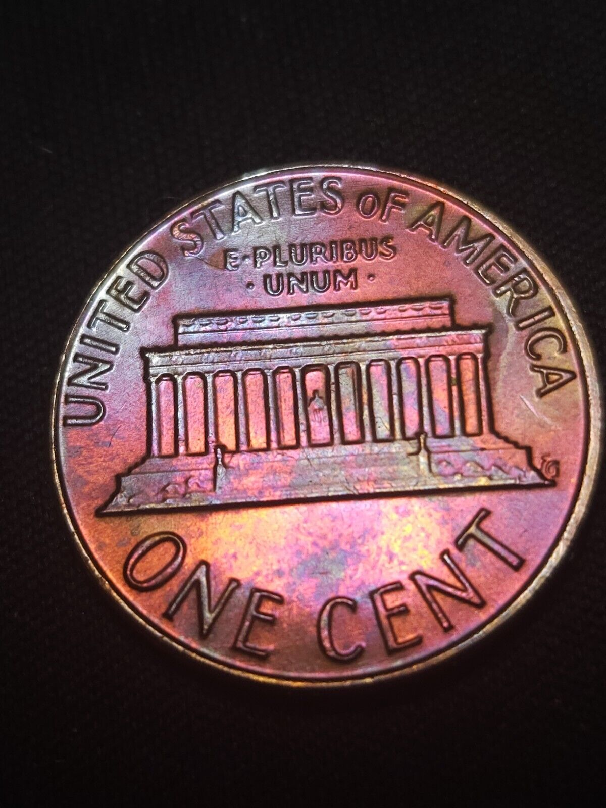 1978 D Lincoln Memorial Cen Bu Rainbow Toned