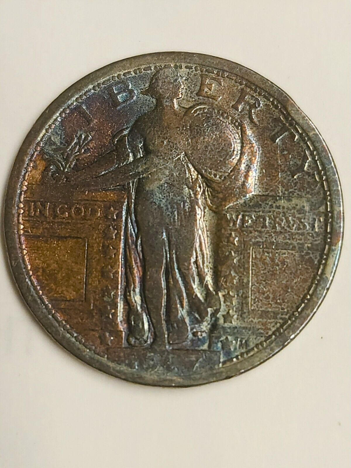 1917 Type 1 Standing Liberty Rainbow Toned