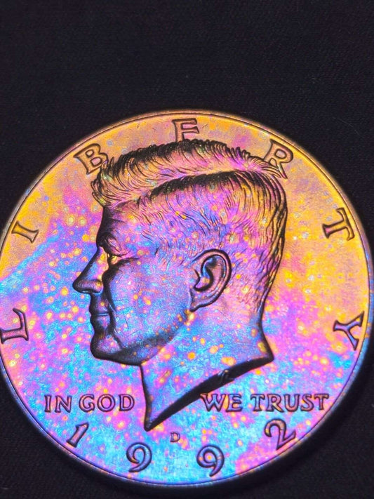 1992-D Rainbow Toned Kennedy Half Dollar Bu