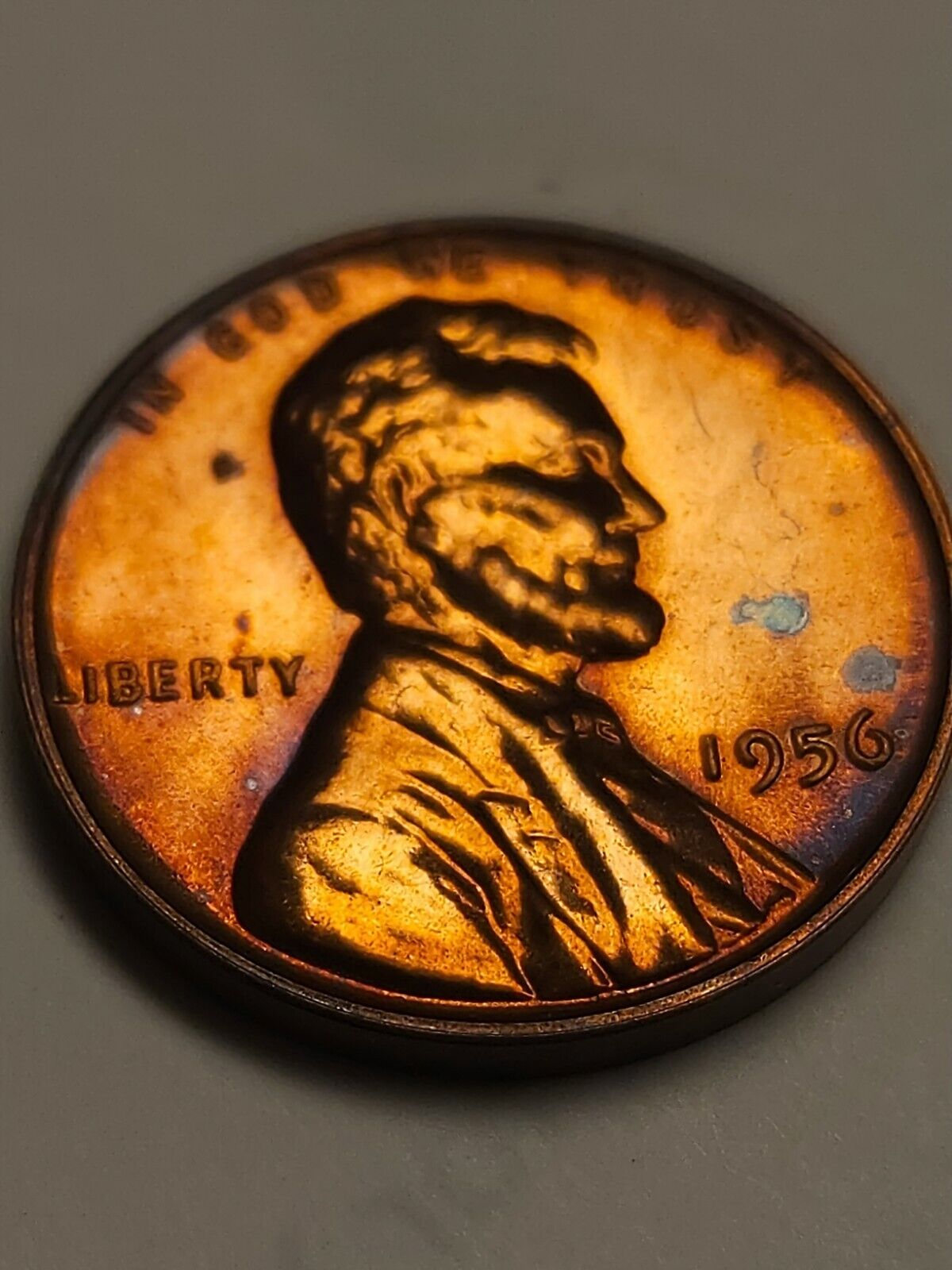 1956 Proof Lincoln Wheat Cen  Bu Rainbow Toned