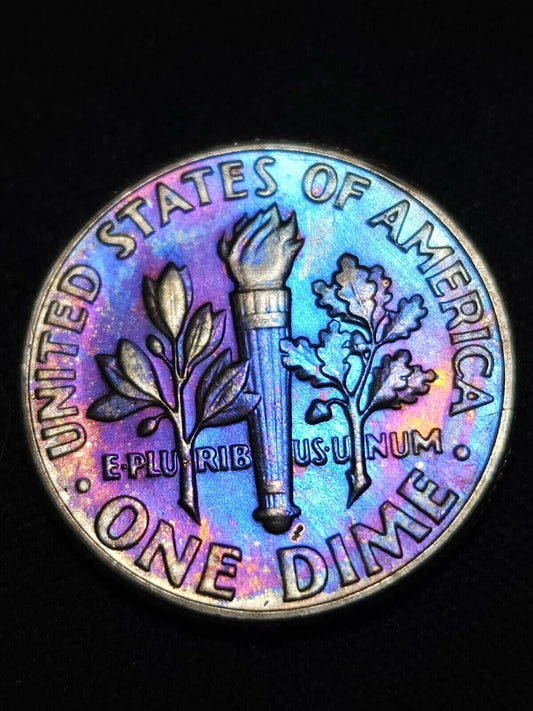 1978 D Roosevelt Dime Bu Rainbow Toned