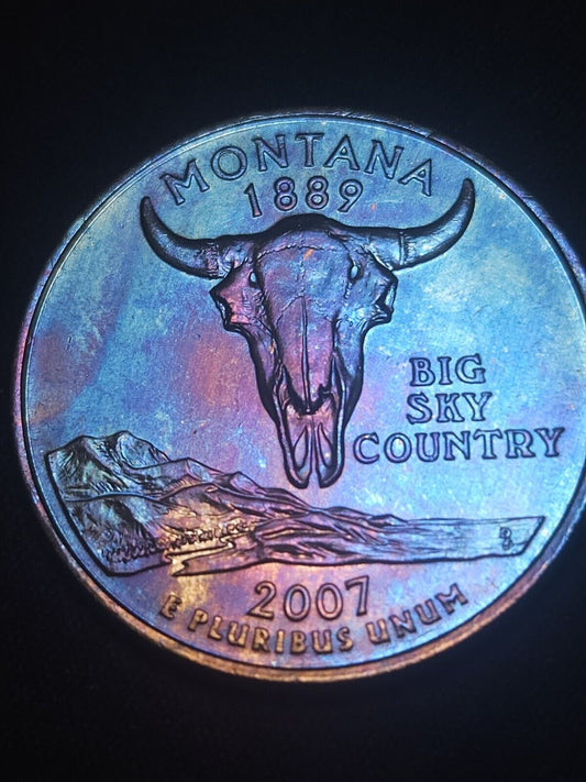2007-D Montana State Quarter Bu Rainbow Toned - ErrorsandOddities33