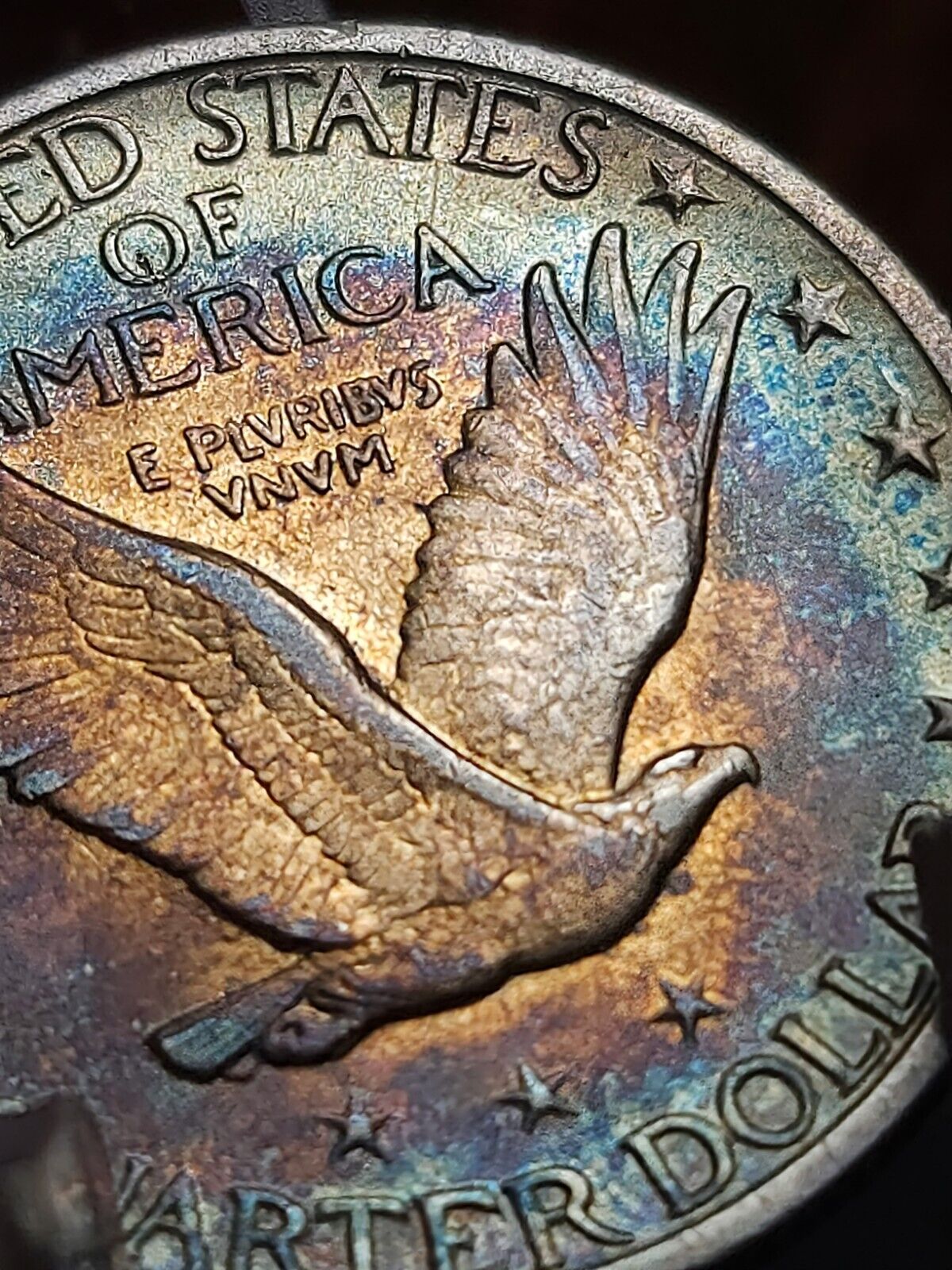 1924 Standing Liberty Quarte Au Monster Toned