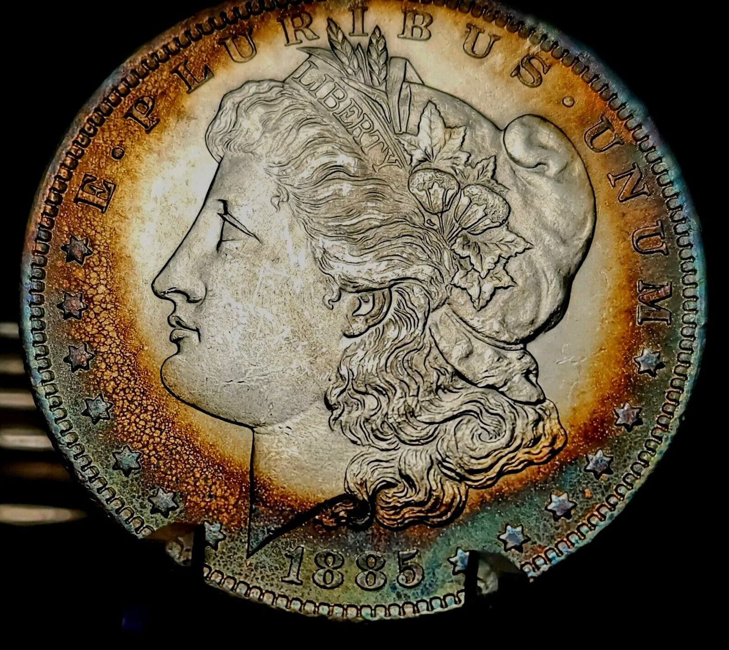 1885 O Morgan Dollar Gem Bu PL Monster Toned