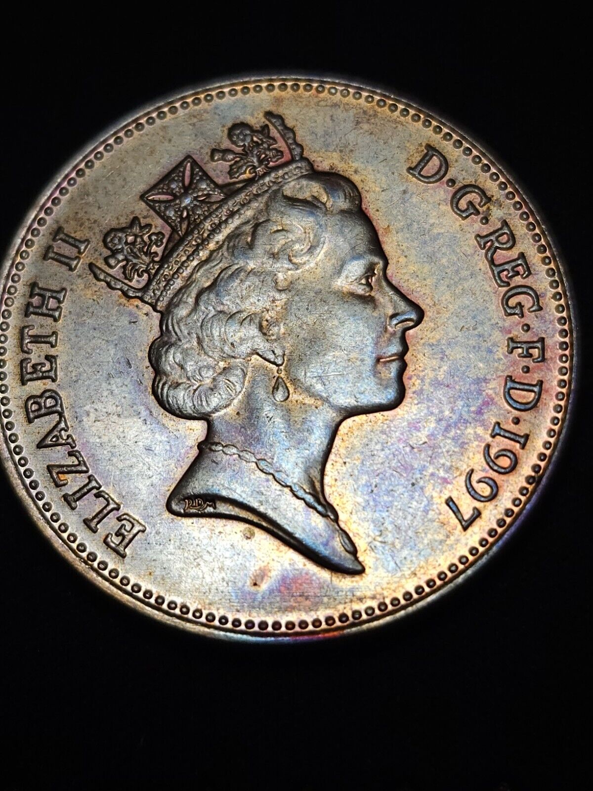 1997 2 Pence Bu Rainbow Toned