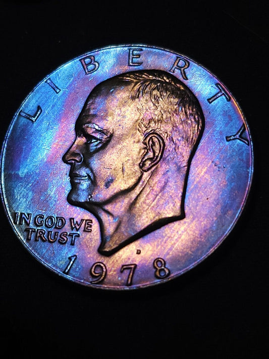 1978 D Eisenhower Dollar  Bu Rainbow Toned