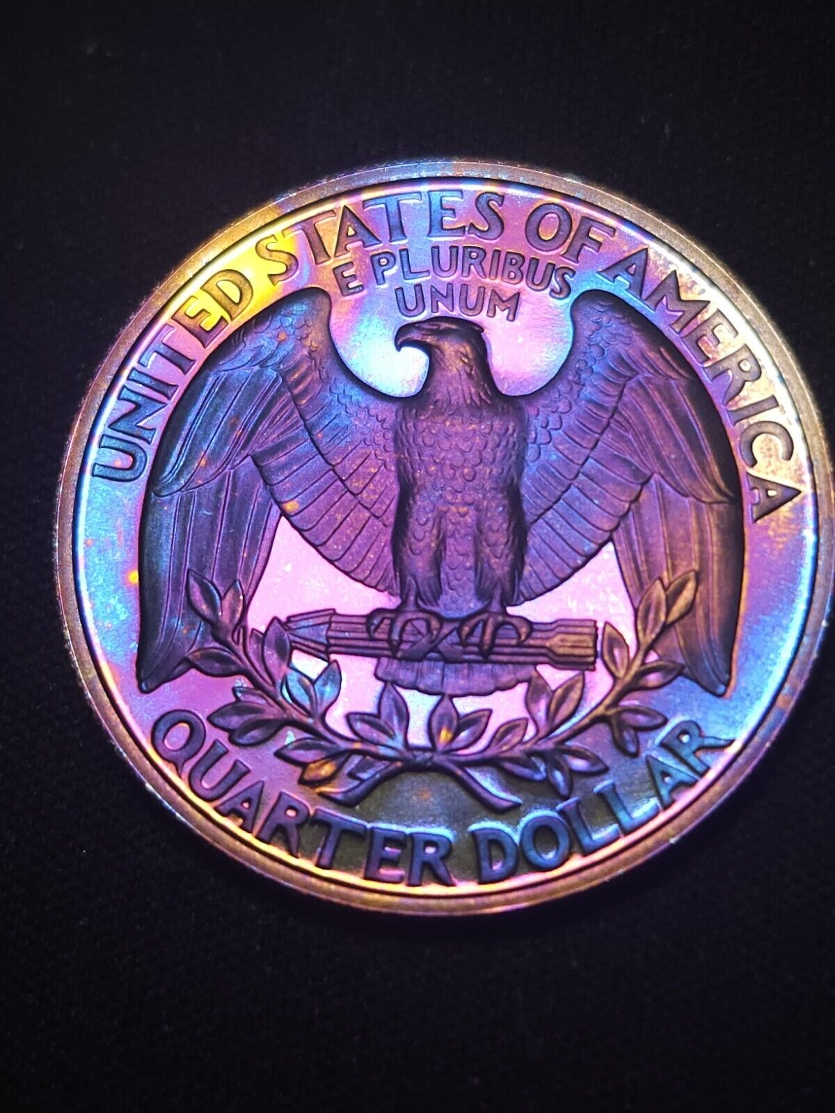 1995 S Washington 25c Proof Bu Rainbow Toned