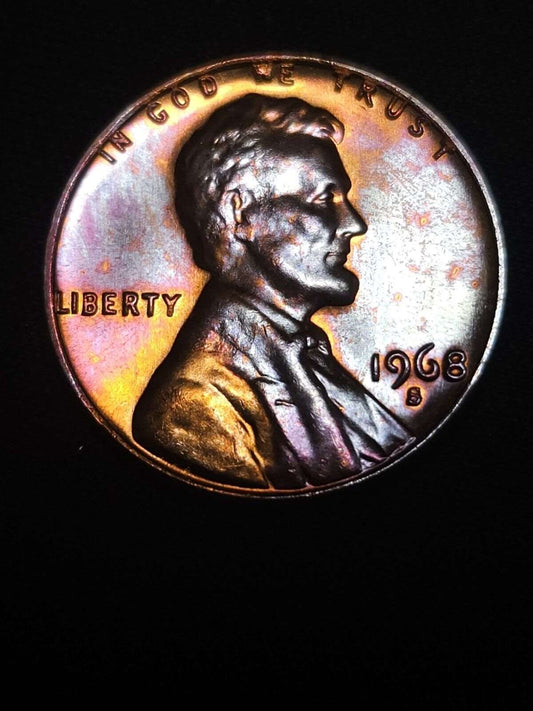 1968 S Lincoln Memorial Cent Bu Rainbow Toned